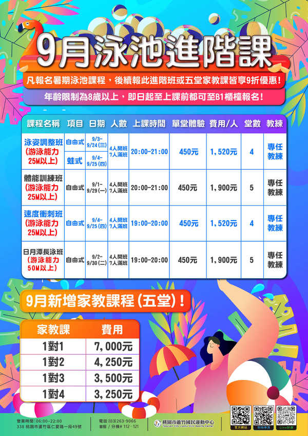 蘆竹國民運動中心,【9月泳池進階課程~】活動預覽大圖